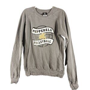 Men's Sweatshirt Pepperell Volleyball Solid Gray Crew Neck Size Small